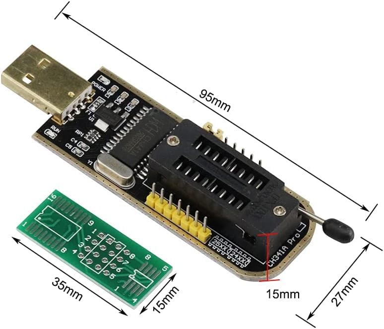 Ferwooh برامج CH341A 2PCS SPI فلاش USB لوحة رئيسية توجيه LCD BIOS 24 25 سلسلة مسجل حرق محول USB-TTL + 2 مجموعة محول SOP16 إلى 8 دبابيس SOP8 ISOIC8 مشبك اختبار IC 8 دبابيس - Image 3